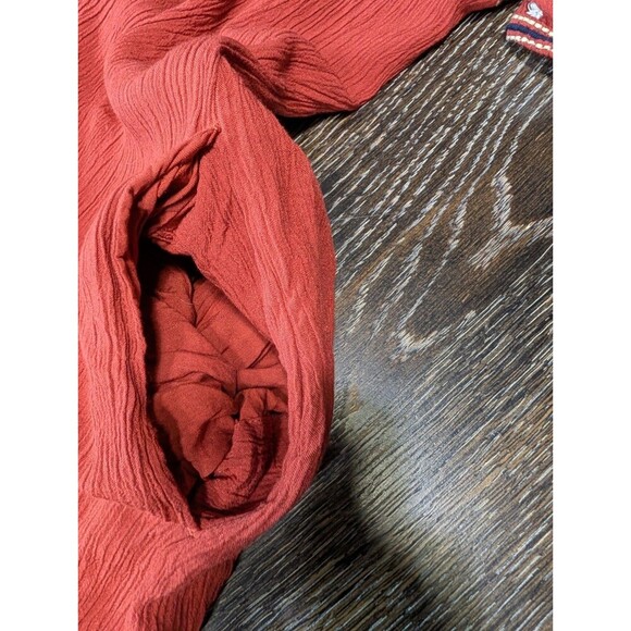 Abercrombie & Fitch Rust Orange-Red Embroidered Cutout Shift Dress Sz S Boho 141 - Picture 8 of 10